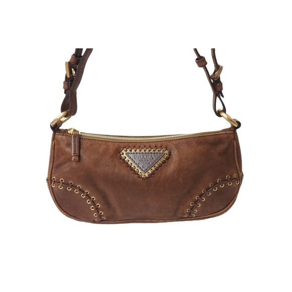 Prada Shoulder Leather Brown Bag - Picture 1 of 10